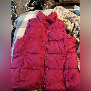 pink puffy vest